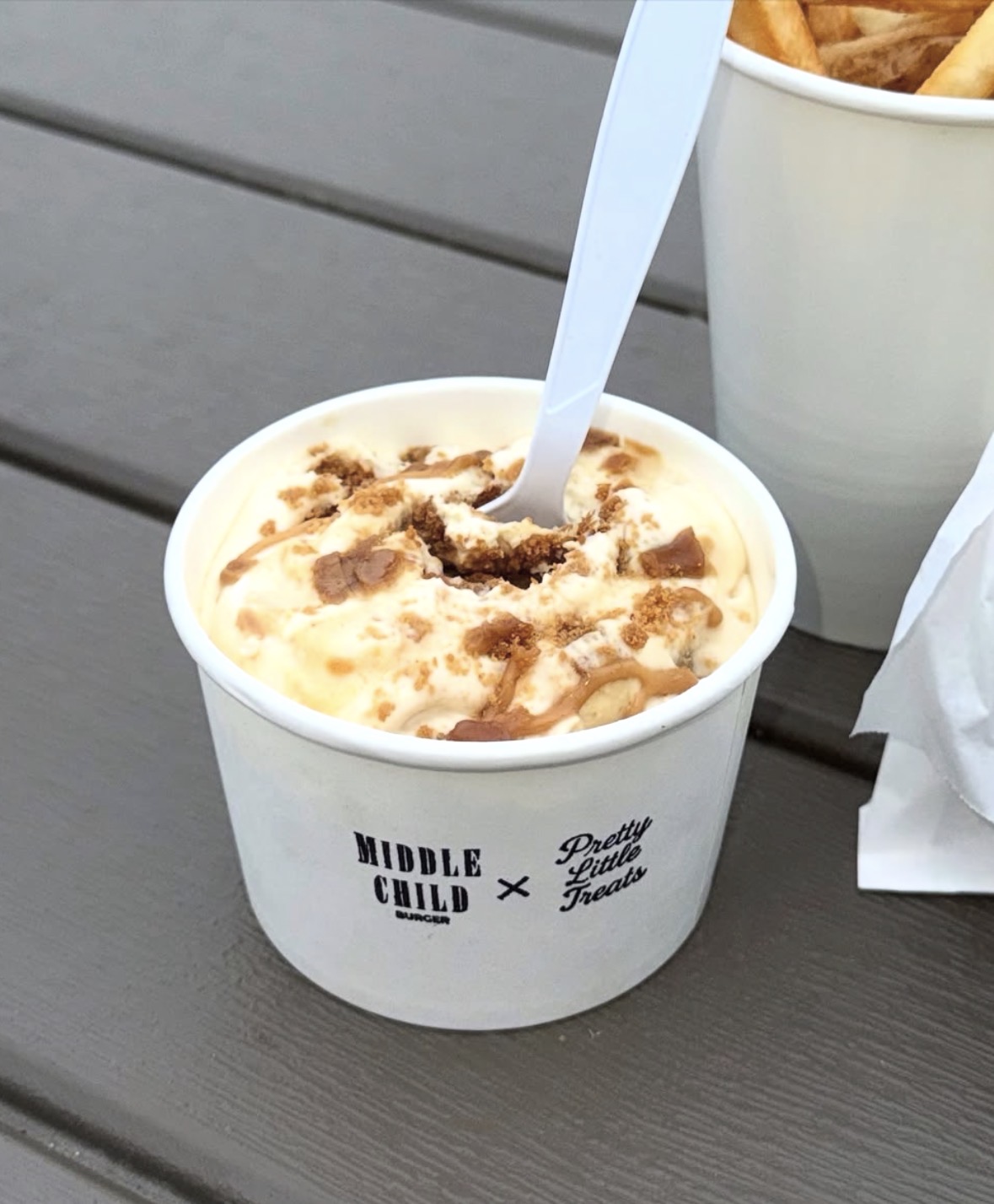 Pretty Little Treats collab dessert cup with caramel drizzle and cookie crumbles